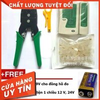 [HDMusictechnology] Hộp test mạng đa năng RJ45 + 1 Kìm bấm mạng+ Tặng 100 hạt mạng Cat6 + Tặng 01 pin 9V