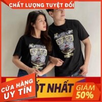 Hè 2022 Áo Thun Đôi Nam Nữ Phối Hình In Ngộ Ngĩnh chú cún TheMen996 .