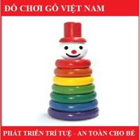 Hề tháp bằng gỗ Minh Thành, đồ chơi xếp tháp Việt Nam an toàn cho bé