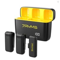 Hệ thống micro không dây 7RYMS Rimo S1LN với 1 đầu thu & 2 micrô Phạm vi truyền 50M Pin tích hợp có hộp sạc Thay thế cho điện thoại thông minh iPhone Máy tính La