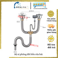 Hệ thống thoát nước nhà bếp xi phông đôi, ống thoát nước bồn rửa chén INOX110mm