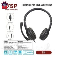 Headphone VSP T18 / N61 Box (1 jack 3.5mm TRRS Headset, Kèm cáp gộp audio) Bảo hành 12 Tháng