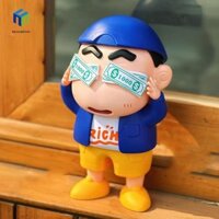 Healmeyou Crayon Shin-Chan Piggy Bank, Trang trí giàu Crayon Shin Chan Hộp đựng tiền, Đồ trang trí để bàn Hoạt hình Bút chì sưu tập lớn Shin Chan Đồng xu ngân hàng Tiền xu