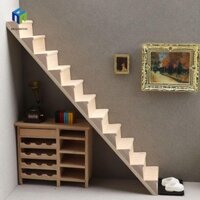 Healmeyou Nội thất nhà búp bê 1: 12, Tay vịn Mô hình cầu thang Mini DIY, Mini giả vờ chơi cầu thang thu nhỏ bằng gỗ có tay vịn Phụ kiện nhà búp bê
