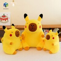 Healmeyou Pikachu Capybara Búp bê nhồi bông, Đồ chơi nhồi bông Capybara mô phỏng lông tơ, Đồ chơi trẻ em Cosplay Ins Bộ sưu tập Pikachu Capybara Đồ chơi trang trí nội thất