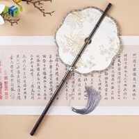Healmeyou Quạt Quay Tay, Quạt Tròn Cổ Retro, Trang Trí Nhà Gấp Cuộn Di Động Trang Trí Thủ Công Quạt Cưới