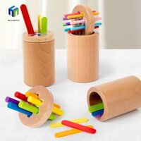 Healmeyou Trò chơi thả bóng Montessori, Trò chơi bảng gậy bằng gỗ giáo dục nhiều màu sắc, Phát triển động cơ mịn Bộ đồ chơi tháp gậy gỗ đếm chất lượng cao