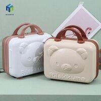 Healmeyou Vali Di Động Dây Kéo Hành Lý Ngoài Trời Bảo Quản 14 inch Hộp Vệ Sinh Có Khóa Mật Khẩu Hộp Đựng Mỹ Phẩm Túi Bảo Quản Rilakkuma Gấu Hoạt Hình Du Lịch