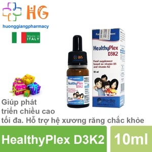 Healthyplex D3K2 10ml - Vitamin D3 k2 cho bé, giúp tăng chiều cao tối đa. Hỗ trợ hệ xương răng chắc khỏe