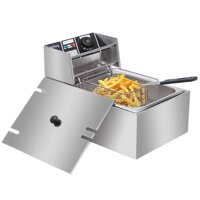 Heavy Duty Deep Fryer, Stainless Steel Single Cylinder Electric Fryer , Stainless Steel Large Single Cylinder Electric Fryers with Removable Basket...
