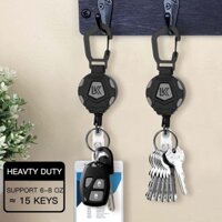 Heavy Duty Retractable Keyring Pull Ring Key Chain Clip Recoil Holder Steel Cord