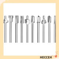 Hecceh 10 Mũi định tuyến, Bộ dụng cụ quay 1 / 8 "Mũi khoan 3mm, Máy cắt tỉa DIY chuyên nghiệp HSS di động cho Dremel