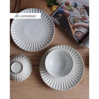HÈ.CERAMIC / Bộ chén đĩa Karito Ceramic. Bộ chén dĩa gốm sứ đơn giản.