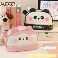 Hefei Túi Đựng Bút Chì PU Dễ Thương, Túi Đựng Bút Mèo Con PU Chống Thấm Nước, Phim Hoạt Hình Mèo Gấu Trúc Kawaii Động Vật Văn Phòng Phẩm Túi Bảo Quản Trường Học