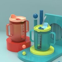 Heguo Trẻ Em Cốc Nước Có Tay Cầm Cốc Sữa Hộ Gia Đình Có Cân Học Uống Mỏ Vịt Cốc Bé Chống Sốc Uống Sữa Trực Tiếp20250329