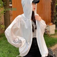 [Hejianbo] Quần áo chống nắng thể thao thoáng khí Áo khoác ngắn có mũ trùm đầu nhẹ cho nữ Áo khoác ngoài mỏng [MỚI]
