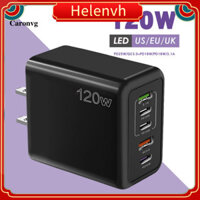 Helenvh  Bộ sạc nhiều thiết bị Bộ sạc 120w Bộ sạc Type-c sạc nhanh 120w cho điện thoại di động Bộ sạc đa cổng Pd / usb công suất cao có phích cắm an toàn cho khu vực Đông Nam