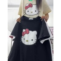 Hello kitty Áo Thun Tay Ngắn Dáng Rộng In Hình Mèo kitty Dễ Thương Thời Trang Mùa Hè Cho Nữ y2k