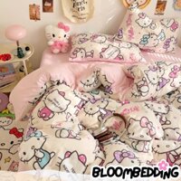Hello Kitty | Bộ Chăn Ga Gối Đũi Hello Kitty Siêu Đáng Yêu 4 Món - BLOOM BEDDING - Đủ kích thước đệm