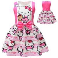 Hello Kitty Đầm Bé Gái Quần Áo Trẻ Em Thời Trang Hoạt Hình Màu Hồng Đáng Yêu Dự Tiệc Công Chúa Váy Nơ