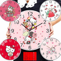 Hello Kitty Đồng Hồ Treo Tường 40 / 35 / 30 / 25 / 20CM Đồng Hồ Thạch Anh Phòng Ngủ Trẻ Em Phòng Khách Treo Đồng Hồ Hoạt Hình Tắt Tiếng Đồng Hồ