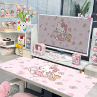 Hello Kitty Miếng Lót Chuột Quá Khổ Cô Gái Dễ Thương Để Bàn Màu Hồng Cô Gái Trái Tim Bàn Phím Máy Tính Miếng Lót Dày Chống Trơn Trượt