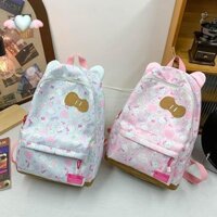 Hello kitty nơ dễ thương ngọt ngào dễ thương Tai mèo dễ thương (Bánh mì hình tai mèo hấp) ba lô dung tích lớn