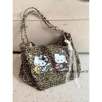 Hello Kitty Nữ Túi Đeo Vai Dung Tích Lớn Da Báo In Ba Lô Phù Hợp Với Túi Tote Mỹ Retro