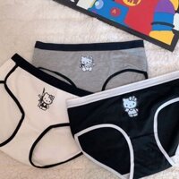 Hello Kitty Quần Lót Nóng Bé Gái Pure Desire Cotton Bé Gái Dễ Thương Thấp Eo Gợi Cảm Đen Trắng Kháng Khuẩn Quần Đùi Nữ