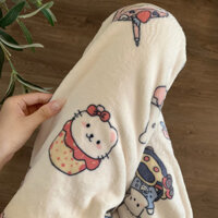 Hello Kitty Quần Nữ Thu Đông Kích Thước Lớn Quần Thẳng Lông Cừu Ấm Rời Flannel Pyjama Quần