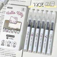 Hello kitty Thẳng Liquid Roll-On Pen Hello kt Cat Quick-Drying Pen 6 Chiếc Hello kitty Đen Bút Nước