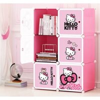 🎀HELLO KITTY- TỦ NHỰA QUẦN ÁO LẮP GHÉP 6 Ô SIZE SÂU37cm. Tặng kèm móc treo.