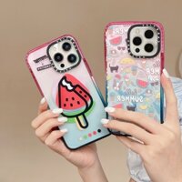 Hello Summer Popsicles Clear Magnetic Gradient Glitter Casetify Ốp điện thoại cho iPhone 16 15 14 13 12 Pro Max, Bìa cứng