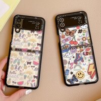 Hello summer stickers casetify clear phone case cho samsung galaxy z flip 4, tpu soft cover