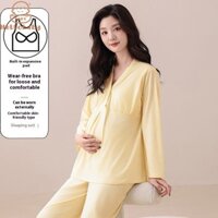 Hellobaby Bộ Đồ Ngủ Phụ Nữ Mang Thai Mùa Hè Mỏng Sau Sinh Cho Ăn Có Miếng Lót Ngực Không Tốt Bằng Confinement Suit