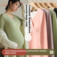 Hellobaby Quần lót giữ nhiệt lông cừu Đức cho bà bầu, không mặc áo ngực khi mang thai, cho con bú sau sinh, quần áo mùa thu và bộ quần mùa thu