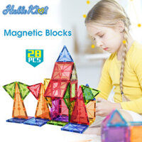 HelloKimi Bộ đồ chơi xây dựng nam châm HelloKimi gồm 28 món dùng để tự lắp ráp các hình ảnh 3D nhiều màu sắc dành cho các bé