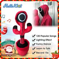 HelloKimi Squid Games Dancing Cactus Singing Recording Lighting Learning to talk Plush toys Funny Electronic Shaking Cactus Singing Cactus Cute Plush Toy Education Toy Plush Toy with 120 Songs for Home Decoration and Children Playing