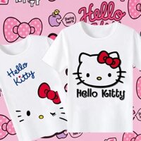 Hellokitty cat cartoon cute short-sleeved t-shirt nữ hàn quốc street wear couple quần áo hello kitty student summer