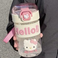 Hellokitty Cốc Rơm Dễ Thương Cô Gái Cốc Nước Trẻ Em Giá Trị Cao Chống bỏng Học Sinh Trung Học Đi Học Bình Nước Di Động Trái Tim Cô Gái Chai Nước Kawaii
