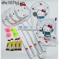 Hellokitty Đồng Thương Hiệu KT Hello Kitty Vợt Cầu Lông Carbon Một Học Sinh Nữ ins Phong Cách Hồng Hoạt Hình