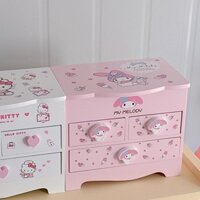 Hellokitty Gỗ Hộp Đựng Trang Sức Hộp Bảo Quản Bông Tai Vòng Cổ Trang Sức Vàng Gương Để Bàn Hộp Mỹ Phẩm Dễ Thương