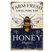 Helloyoung1 pc, "FARM LOCAL PURE ONG HONEY ORGANIC" Dấu hiệu kim loại, Nghệ thuật treo tường trang trí mảng bám cổ điển, Trang trí tường, Trang trí phòng