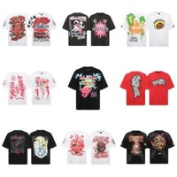 Hellstar American Style Card Brain Print Unisex Couple Outfits Youth Street Fashion Summer Short Sleeve Top T T-shirt