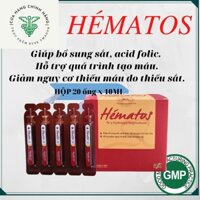Hématos dạng siro giúp bổ sung sắt, acid folic, hỗ trợ quá trình tạo máu, giảm nguy cơ thiếu máu do thiếu sắt hộp 20 ống