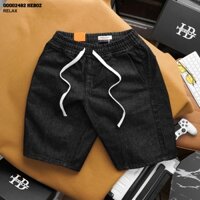 [HẾN STORE MENSWEAR] Quần short jean dáng relaxed fit Heboz S097, quần đùi nam trơn vải denim cạp thun - 00002482