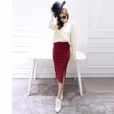 HengSong 2017 Korean Version Women Slim Pencil Skirts Split Package Hip Plus Size (Wine Red) - intl