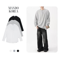 Henley Tee Áo Sweater MANDO Dài Tay Chất Liệu Nỉ Gân Tổ Ong Phong Cách Hàn Quốc - TEE004