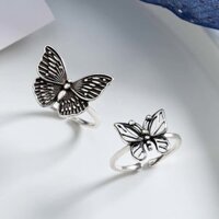 HENLI Tính cách Điêu khắc Các cô gái Rỗng Phụ nữ Đồng Trang sức thời trang Mở vòng tay Nhẫn con bướm