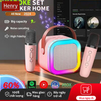 Henry Loa di động, karaoke mini, với 2 micro sạc, loa Bluetooth, có thể sử dụng tai nghe hoặc thẻ nhớ